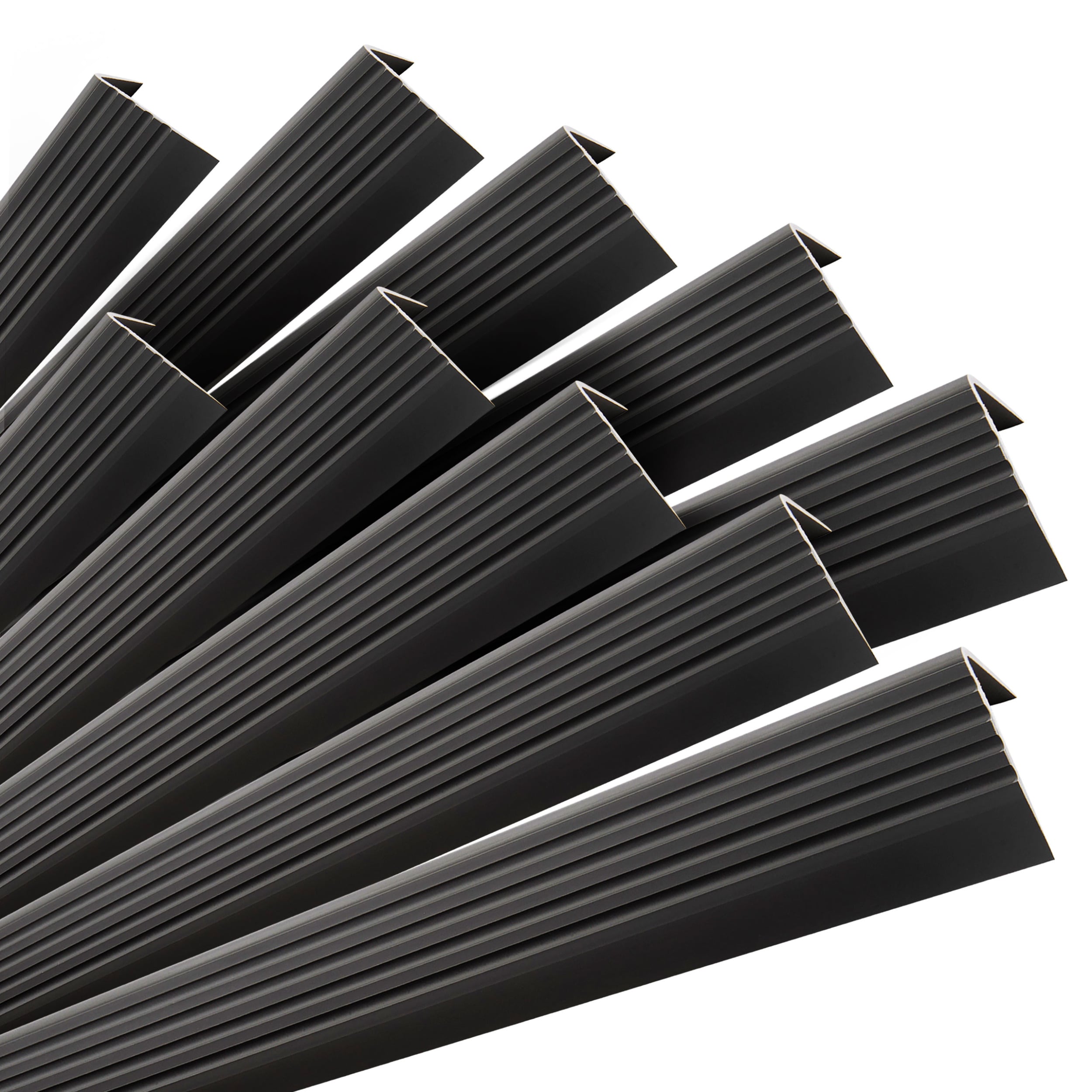10x Profil schodowy samoprzylepny 50x42 mm PVC na krawędzie stopni z ryflowaniem - 100 cm, czarny