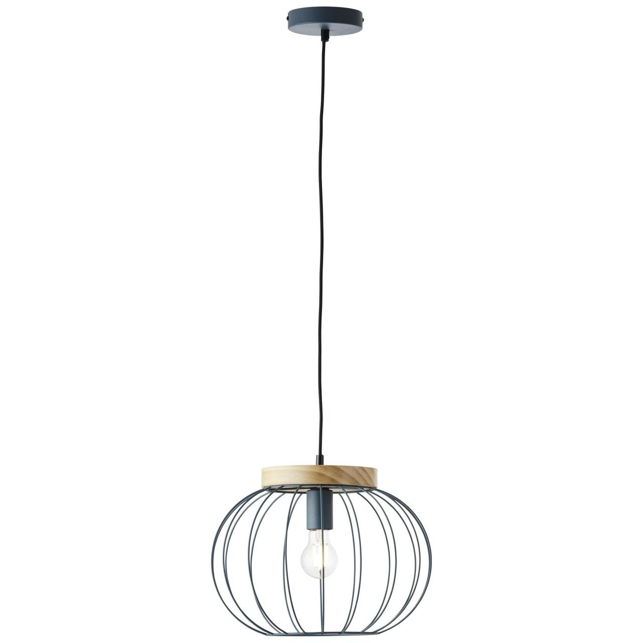 Lampa BRILLIANT, lampa wisząca Sorana 1-punktowa turkusowa, metal/drewno, 1x A60, E27, 40W, żarówki standardowe (brak w zestawie)