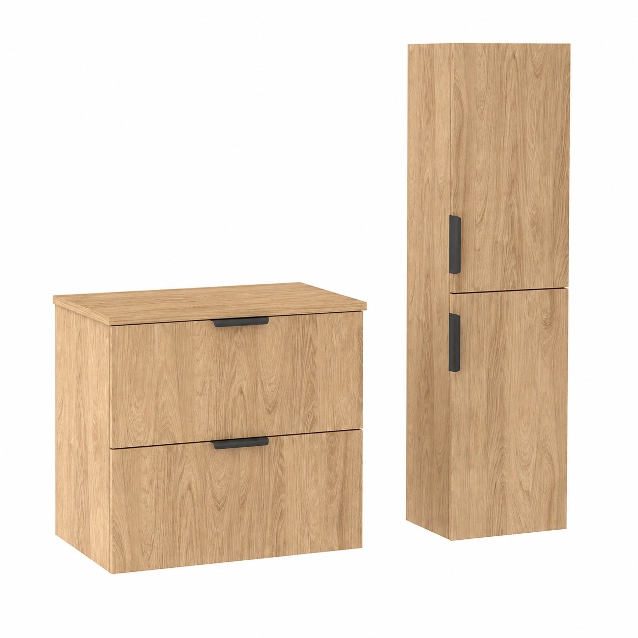 Meble łazienkowe LUNA hikora szafka 60 cm z blatem i słupkiem 130 cm