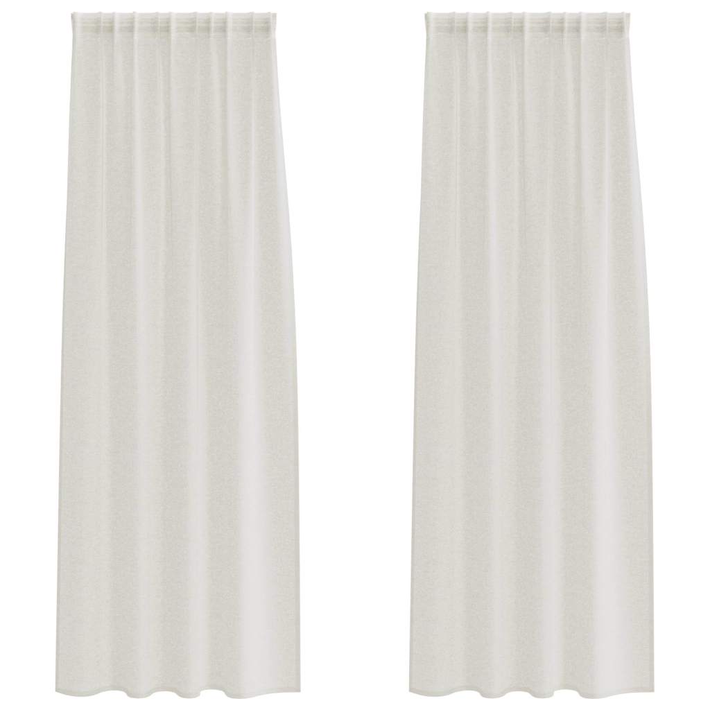 Firany Voile z zasłonami 2 pcs Kremowy 225 x 140 cm Poliester