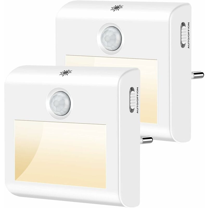 Lampka nocna LED dla dzieci [opakowanie 2 szt.], ściemnialna lampka nocna z wtyczką, czujnikiem ruchu i światła, lampka nocna do pokoju dziecięcego, s