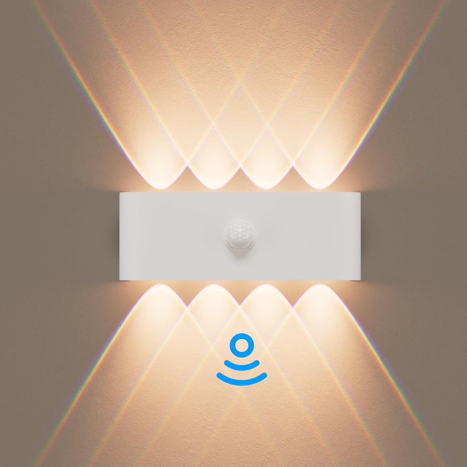 Lampa ścienna LED z czujnikiem ruchu 8 W, wodoodporna IP65, idealna do salonu, sypialni i ogrodu – Biała