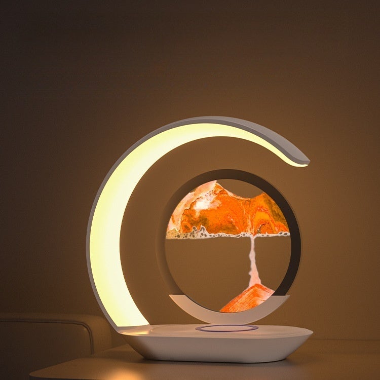 Lampa stołowa, lampa z efektem piasku, lampa nastrojowa, ładowanie bezprzewodowe, lampka nocna, ozdoba w kształcie klepsydry, USB