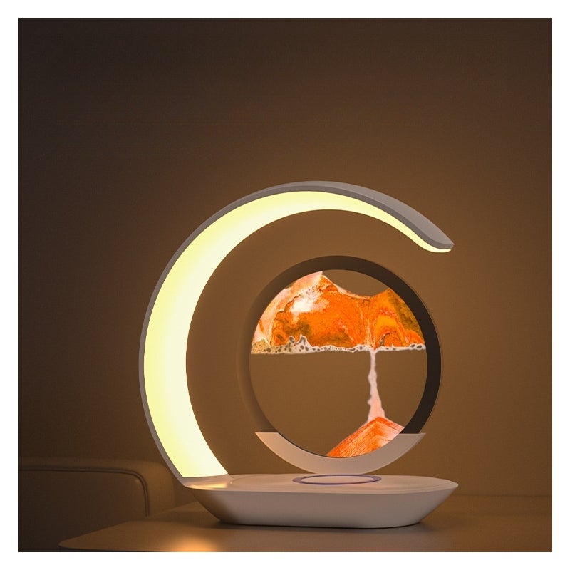 Lampa stołowa, lampa z efektem piasku, lampa nastrojowa, ładowanie bezprzewodowe, lampka nocna, ozdoba w kształcie klepsydry, USB