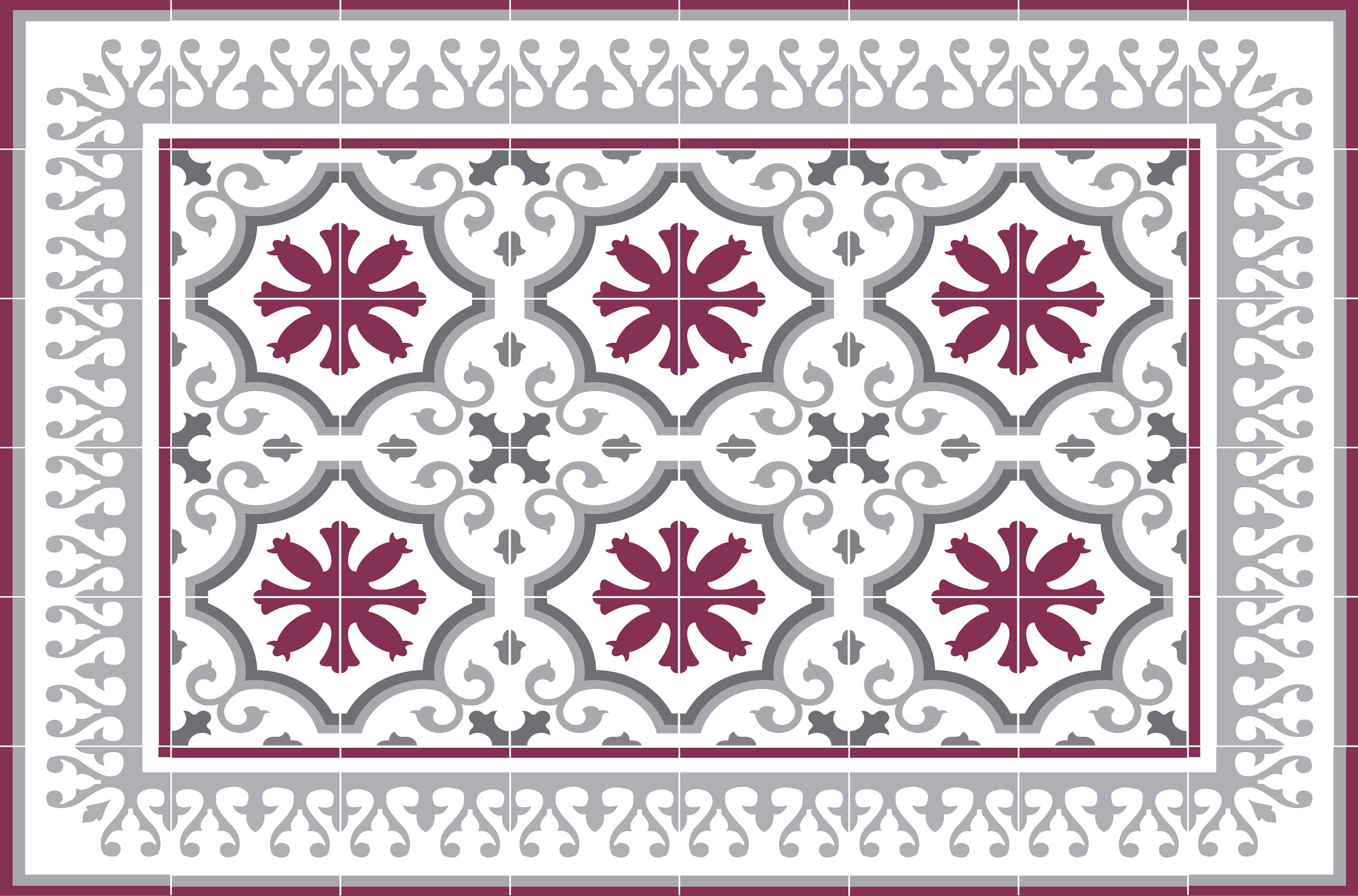 Dywan winylowy CLOÉ 66x100 cm - antypoślizgowy PVC, winylowy do kuchni lub salonu, zmywalny, styl hydrauliczny