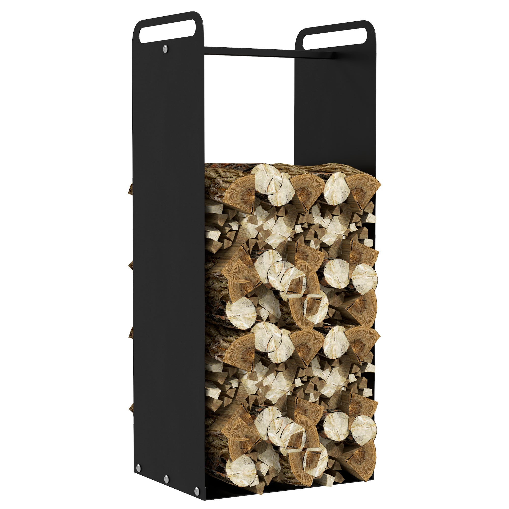 Wewnętrzny stojak na drewno Wewnętrzny stojak na drewno z rust i wear-resistant uchwyty 37 x 30 x 90 cm czarna stal