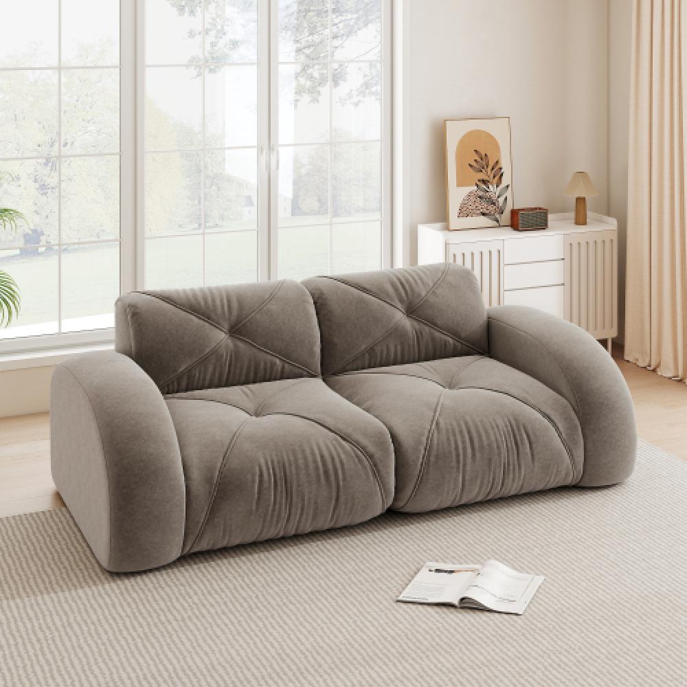 Sofa bezramowa, modułowa sofa 2-osobowa, pianka o wysokiej gęstości 32D, wygodna tkanina szenilowa, konstrukcja antypoślizgowa, nie wymaga montażu.
