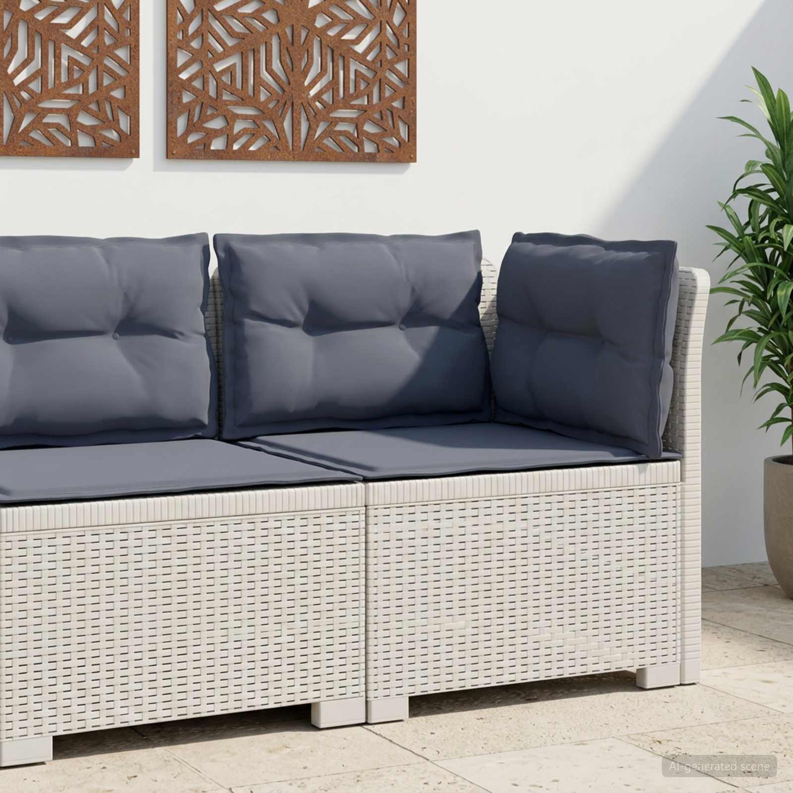 Sofa Ogrodowa 1-osobowa z Poduszkami w Wyglądzie Rattanowym PP vidaXL