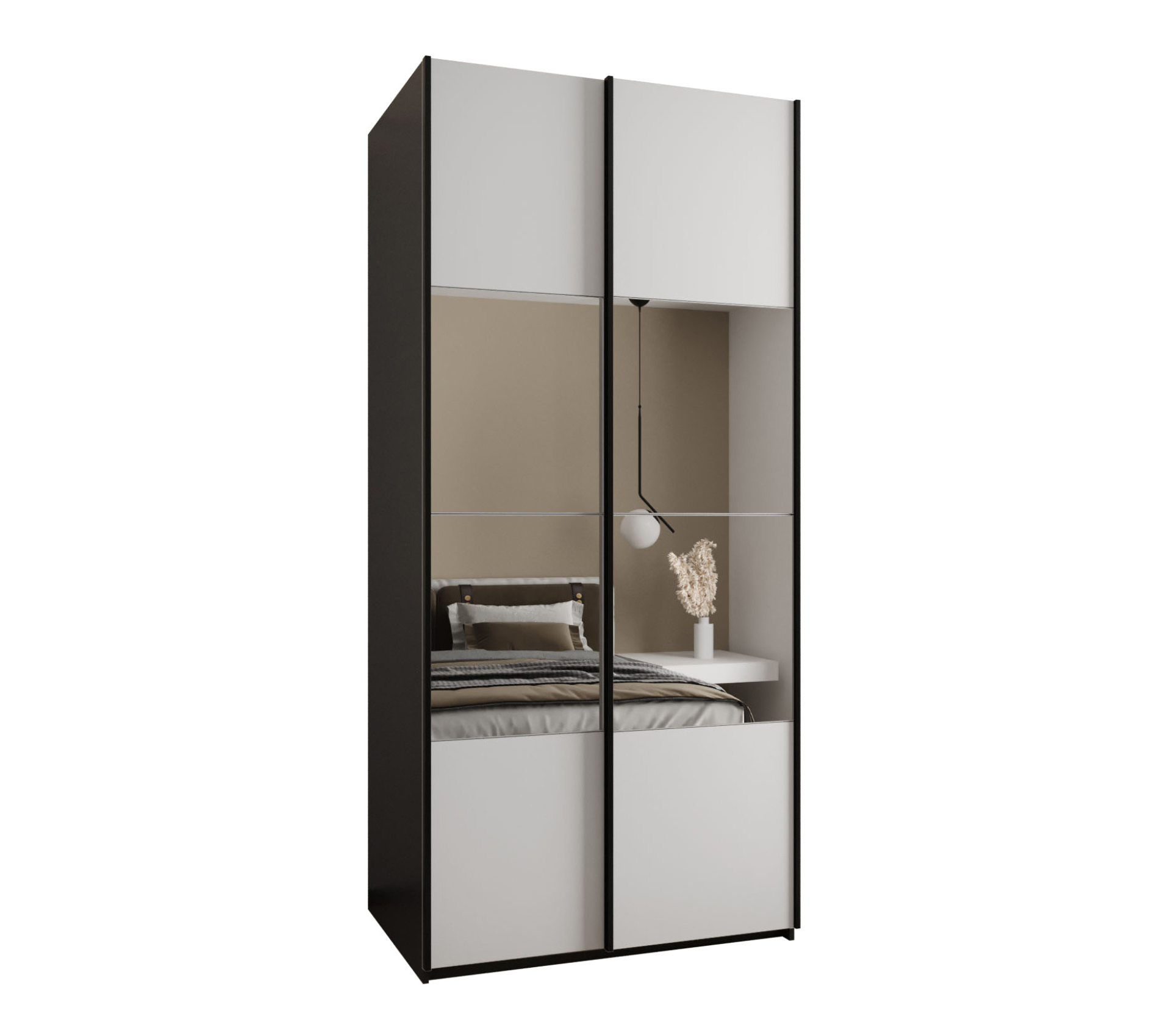 Szafa przesuwna wysoka Lux 4 110 x 64 x 245,5 cm czarny + biały + u. czarny - Abiks Meble