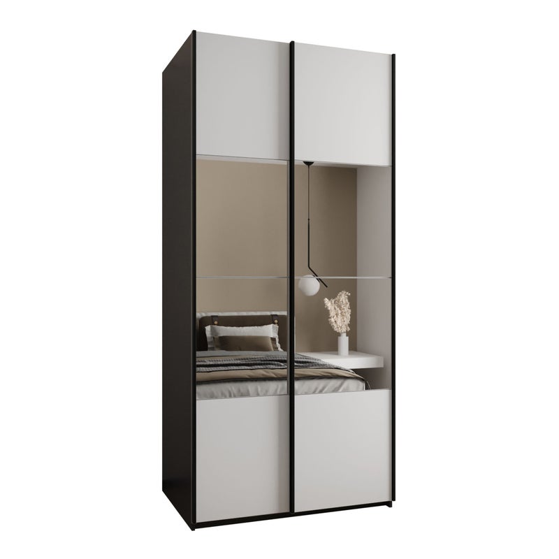Szafa przesuwna wysoka Lux 4 110 x 64 x 245,5 cm czarny + biały + u. czarny - Abiks Meble