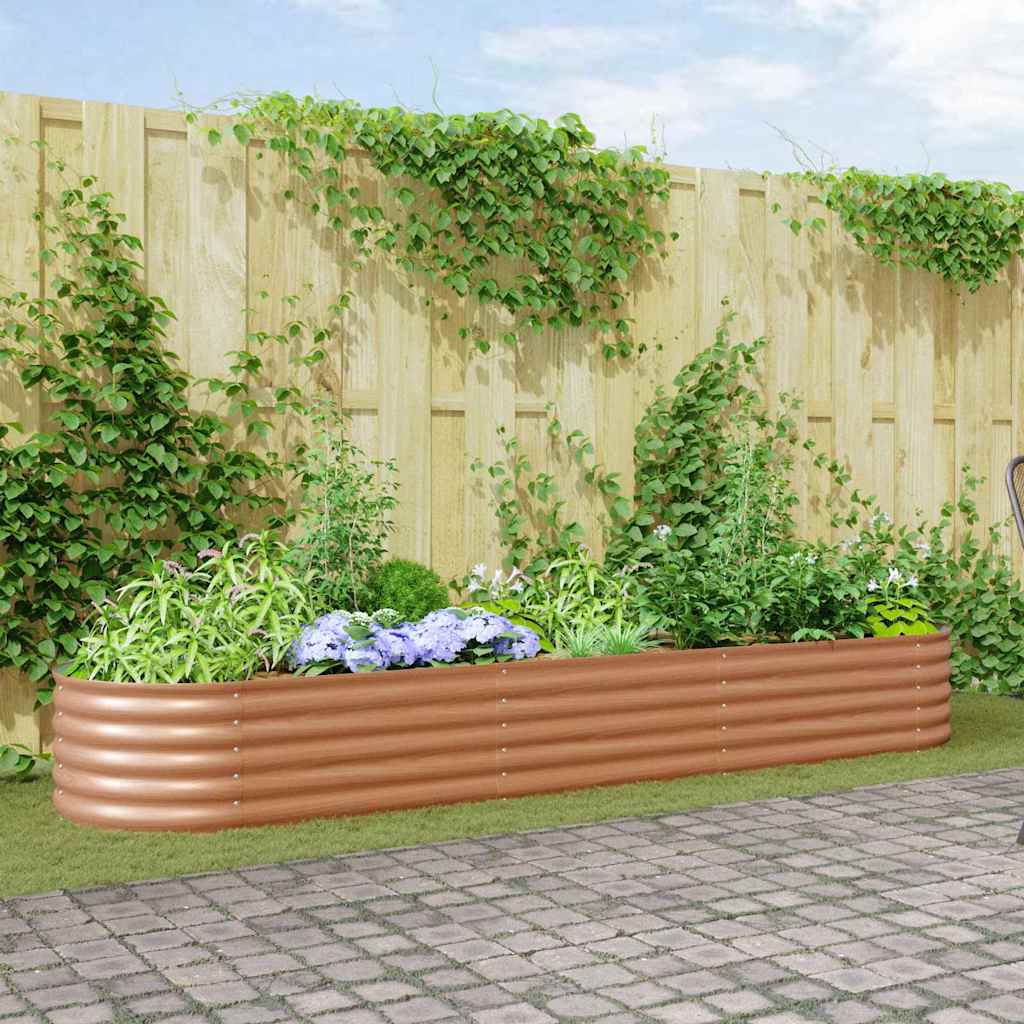 Podniesiony grządka Brązowy 320 x 80 x 44 cm Stal vidaXL