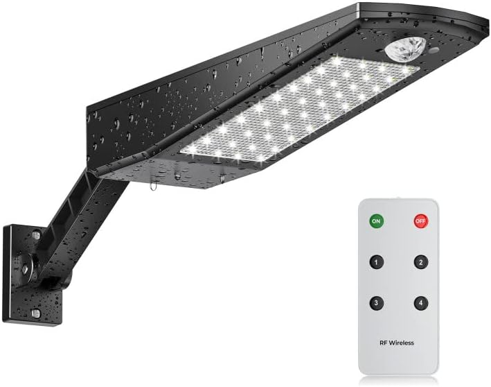 Wodoodporny reflektor solarny IP65 do użytku na zewnątrz z 48 diodami LED, regulowanym uchwytem i pilotem, zewnętrzny solarny reflektor ogrodowy z czu