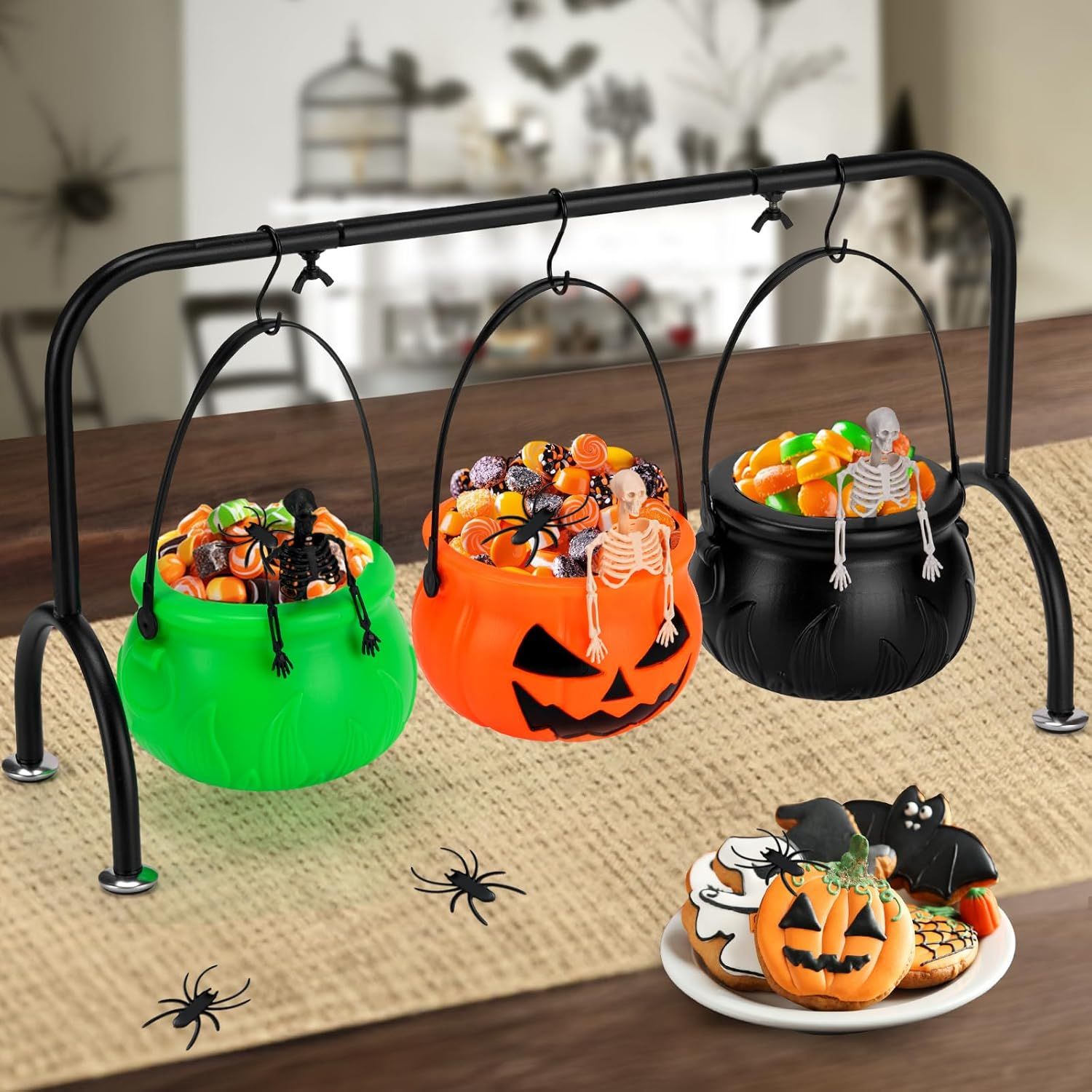 Zestaw 1 misek na Halloween z podstawką - Pojemnik na cukierki w kształcie ducha dyniowego - Dekoracja na imprezę Halloween do użytku wewnątrz
