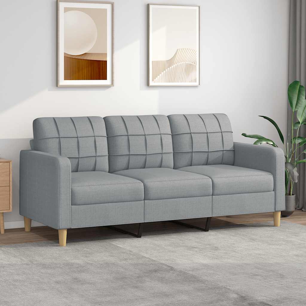 Sofa 3-osobowa, jasnoszara, 180 cm, tapicerowana tkaniną vidaXL