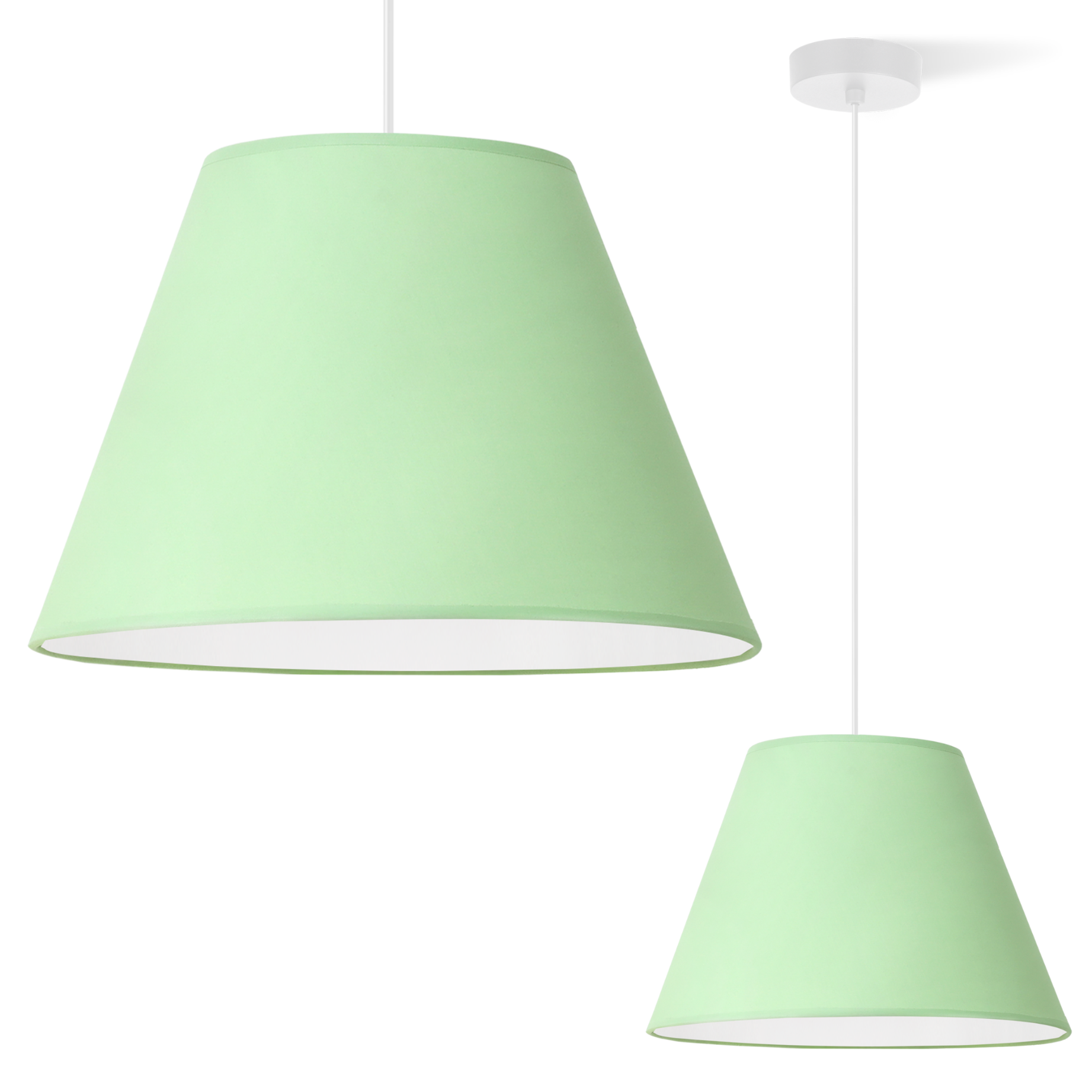 Lampa sufitowa wisząca biała Light Home LH Pastel 1xE27 abażur stożek 30cm zielony