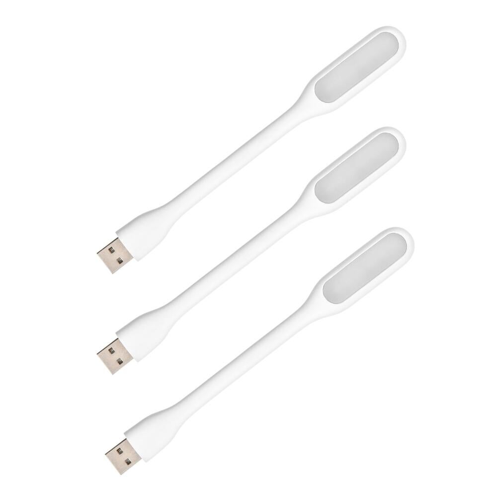 3 sztuki białej, elastycznej lampy komputerowej LED USB