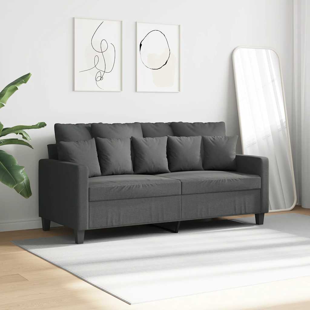 Sofa 2-osobowa, ciemnoszara, 140 cm, tapicerowana tkaniną