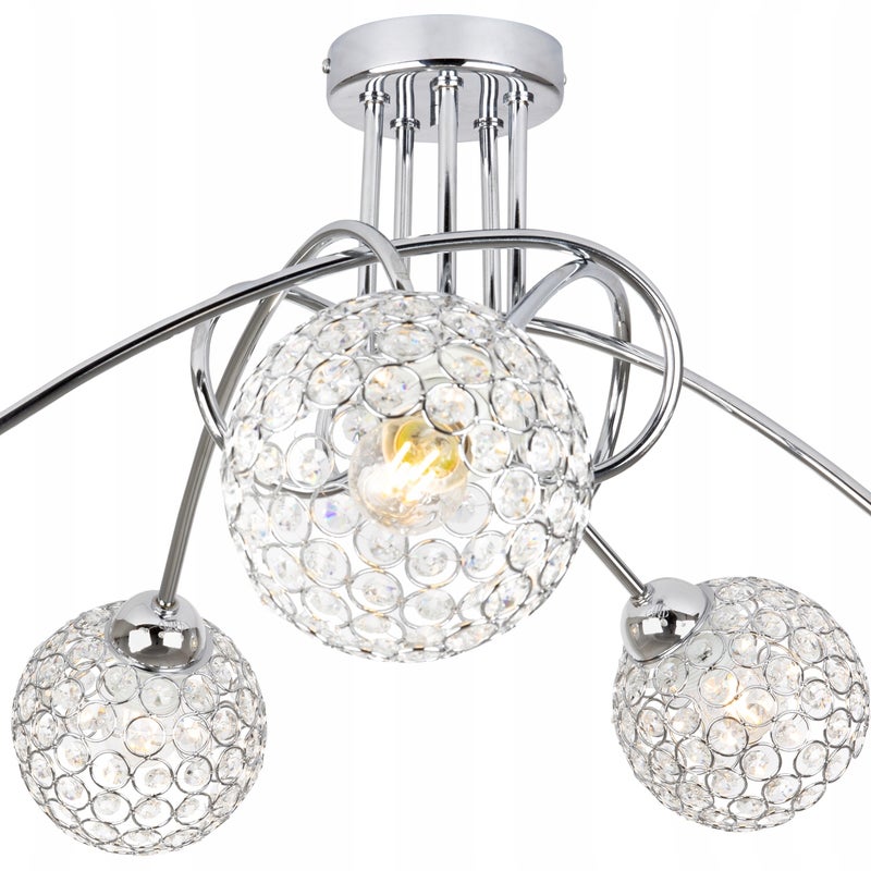 Lampa sufitowa żyrandol Light Home LH Crystal 5x E27 60W srebrny