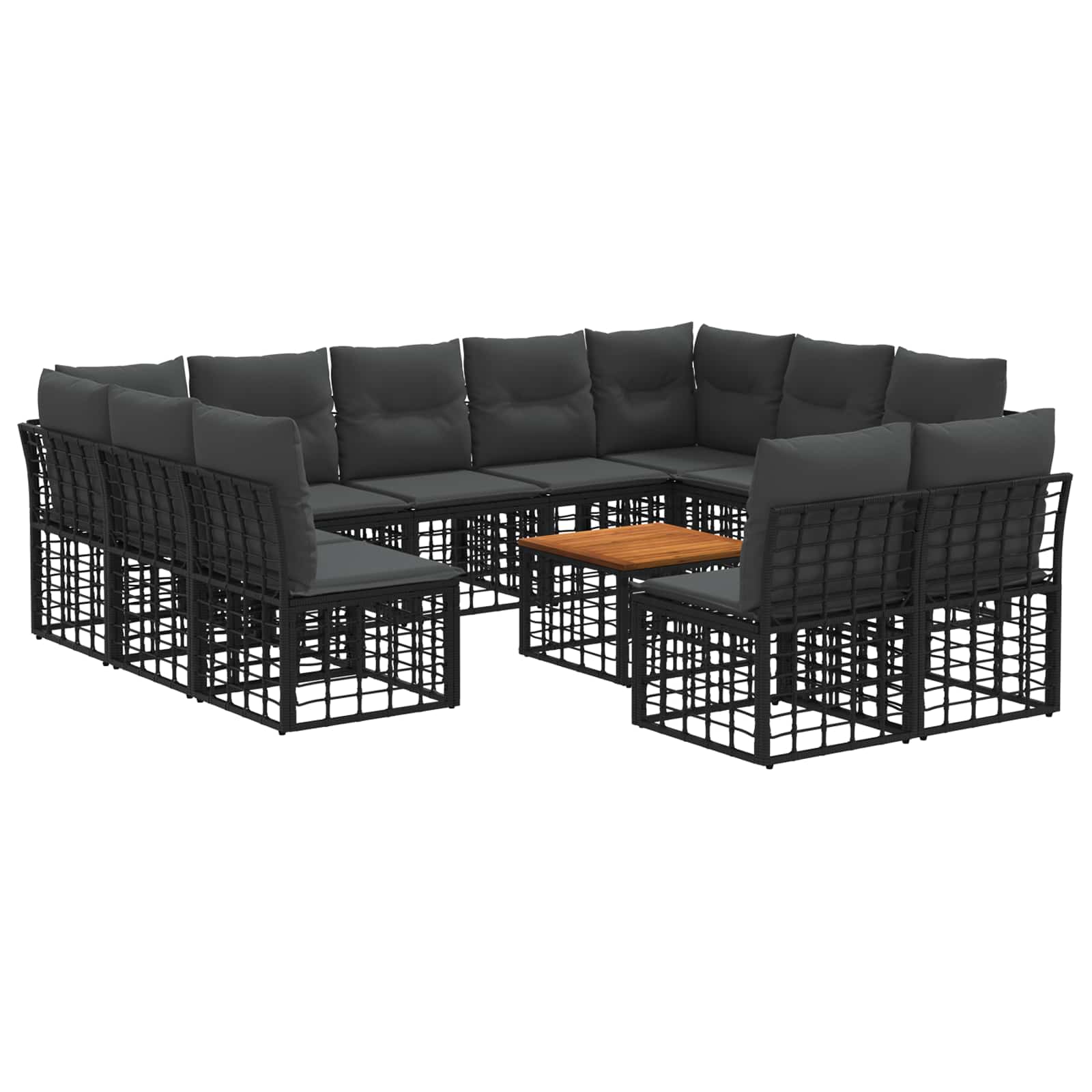 Zestaw sof na zewnątrz 12 pcs Czarny i Ciemnoszary Poliester vidaXL