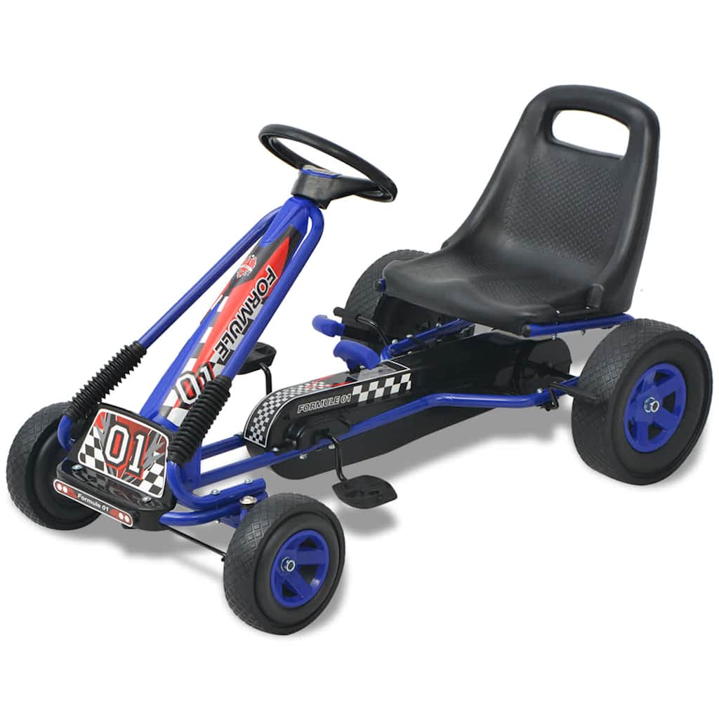 Gokart dla dzieci, z regulacją siedziska, niebieski vidaXL