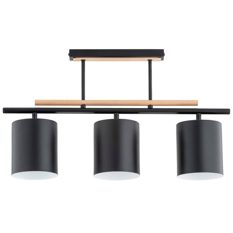 Lampa wisząca ARCZI czarna-jasne drewno-biała 3 x E27 x 15W wym: 35,5 x 61 x 12,5 cm Alfa