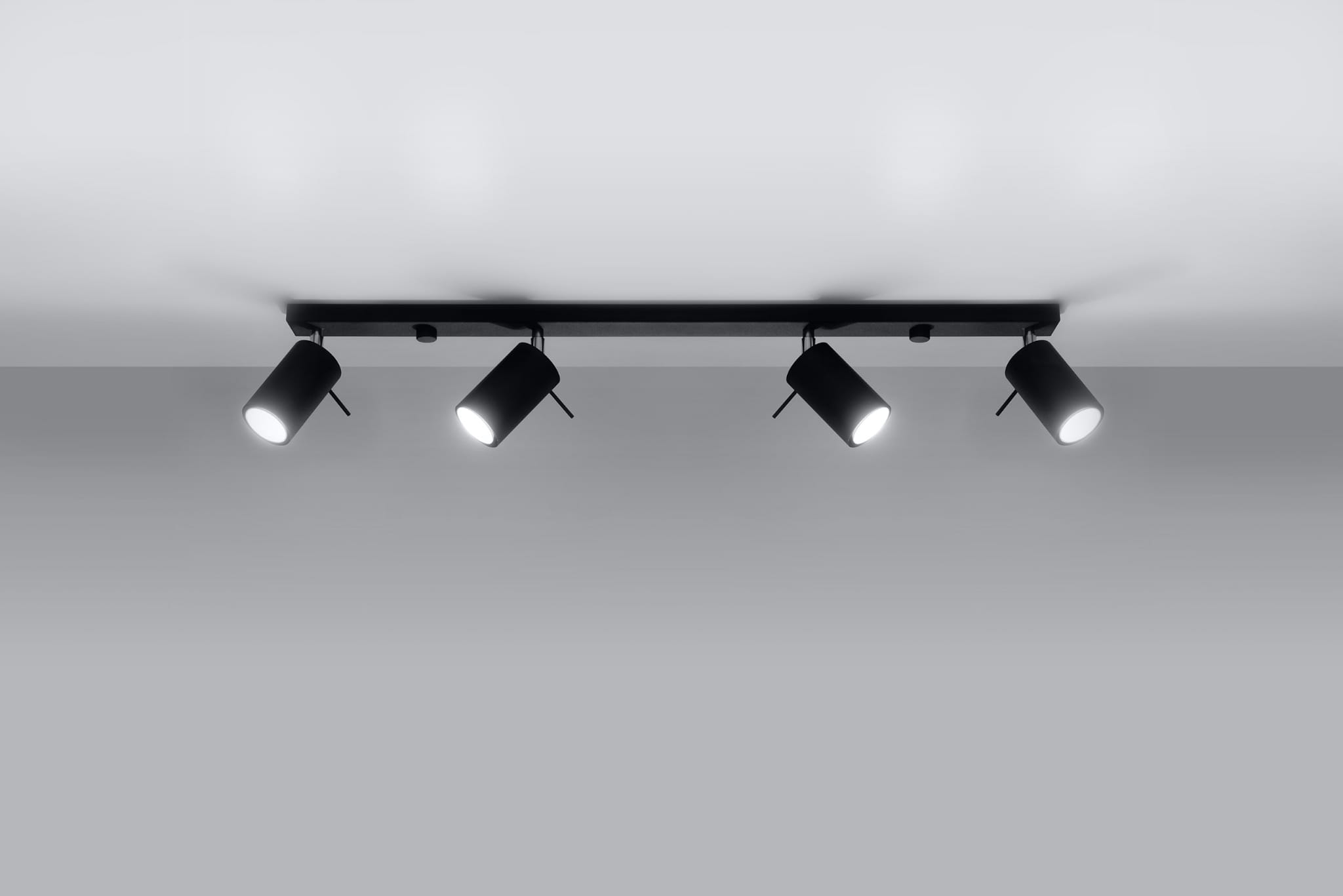 Plafonnier Acier Noir GU10 4 Ring