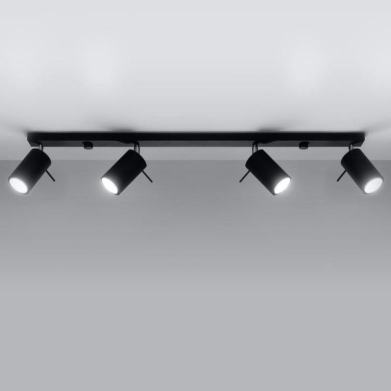 Plafonnier Acier Noir GU10 4 Ring