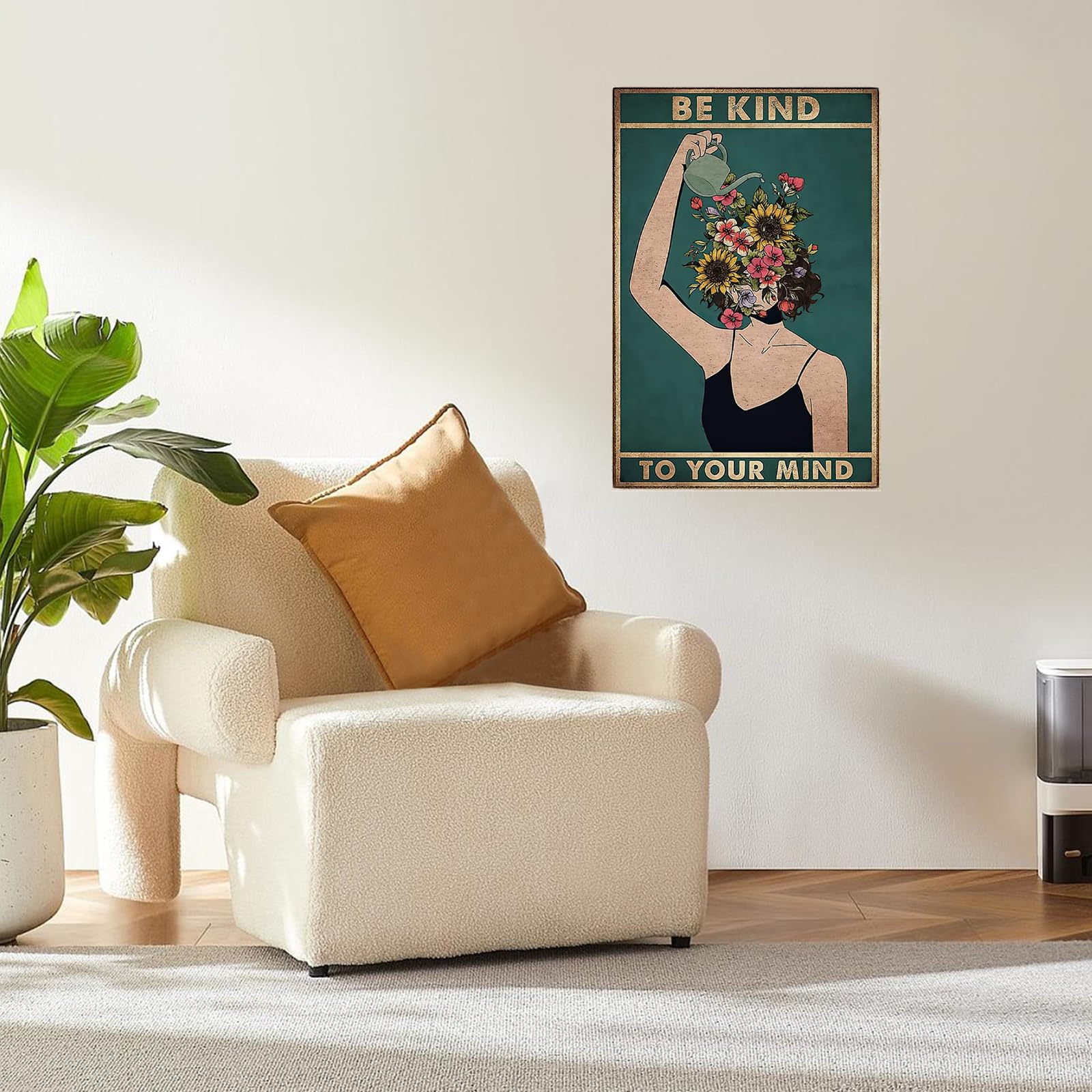 Plakat w stylu vintage 30x40 cm, dekoracja ścienna z ramką na zdjęcia, grafika ścienna „bądź dobry dla swojego serca”, odpowiedni do salonu lub biura