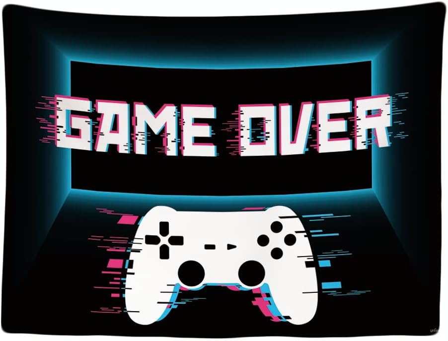 Dekoracyjna Tapiseria Ścienna do Pokoju Game Over Controller Moniteur Papierowa Tapeta Materiałowa Tapestry Aesthetic Wall Dekoracja Panoramiczna