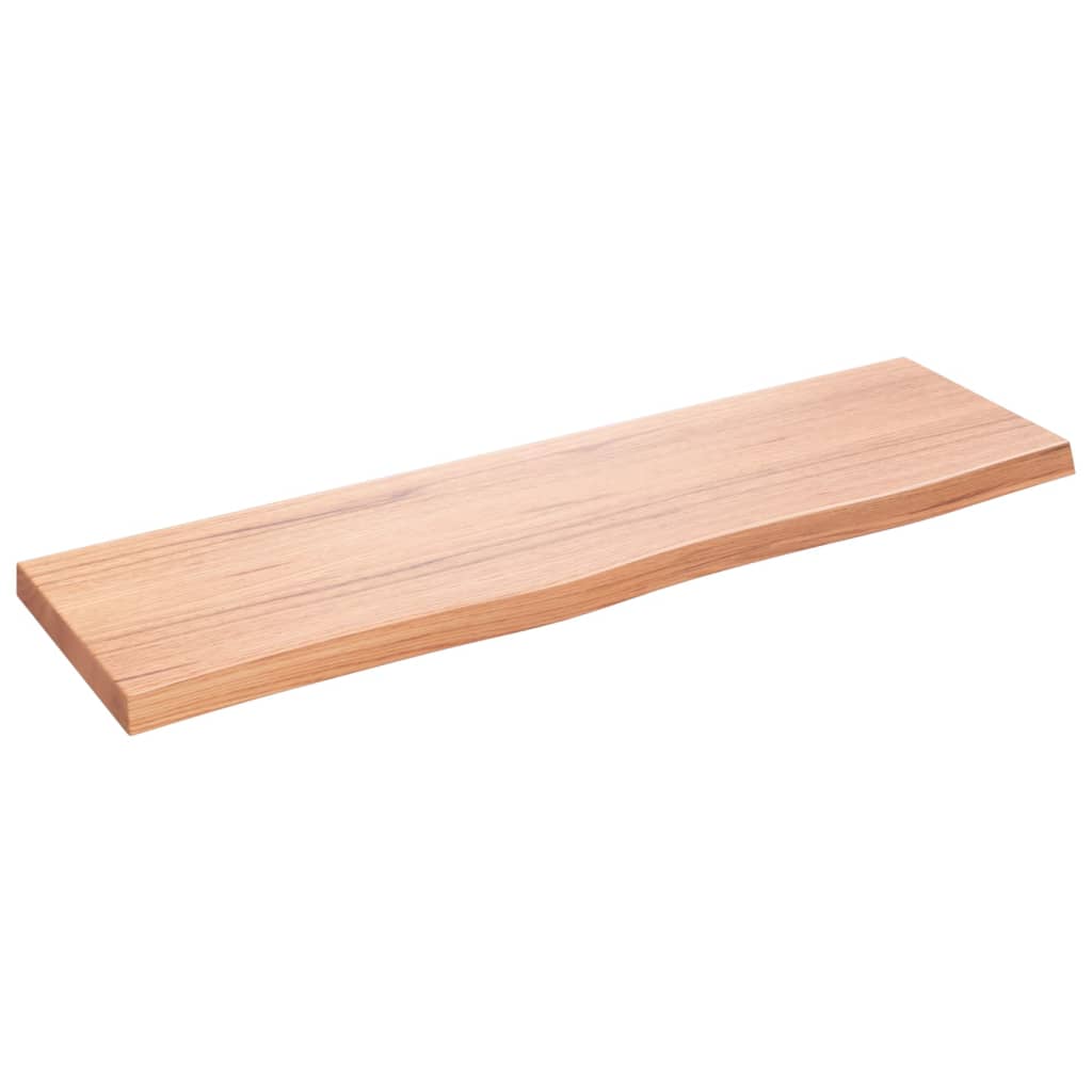 Blat Łazienkowy Lakierowany z Litego Drewna 100x30 cm Jasnobrązowy