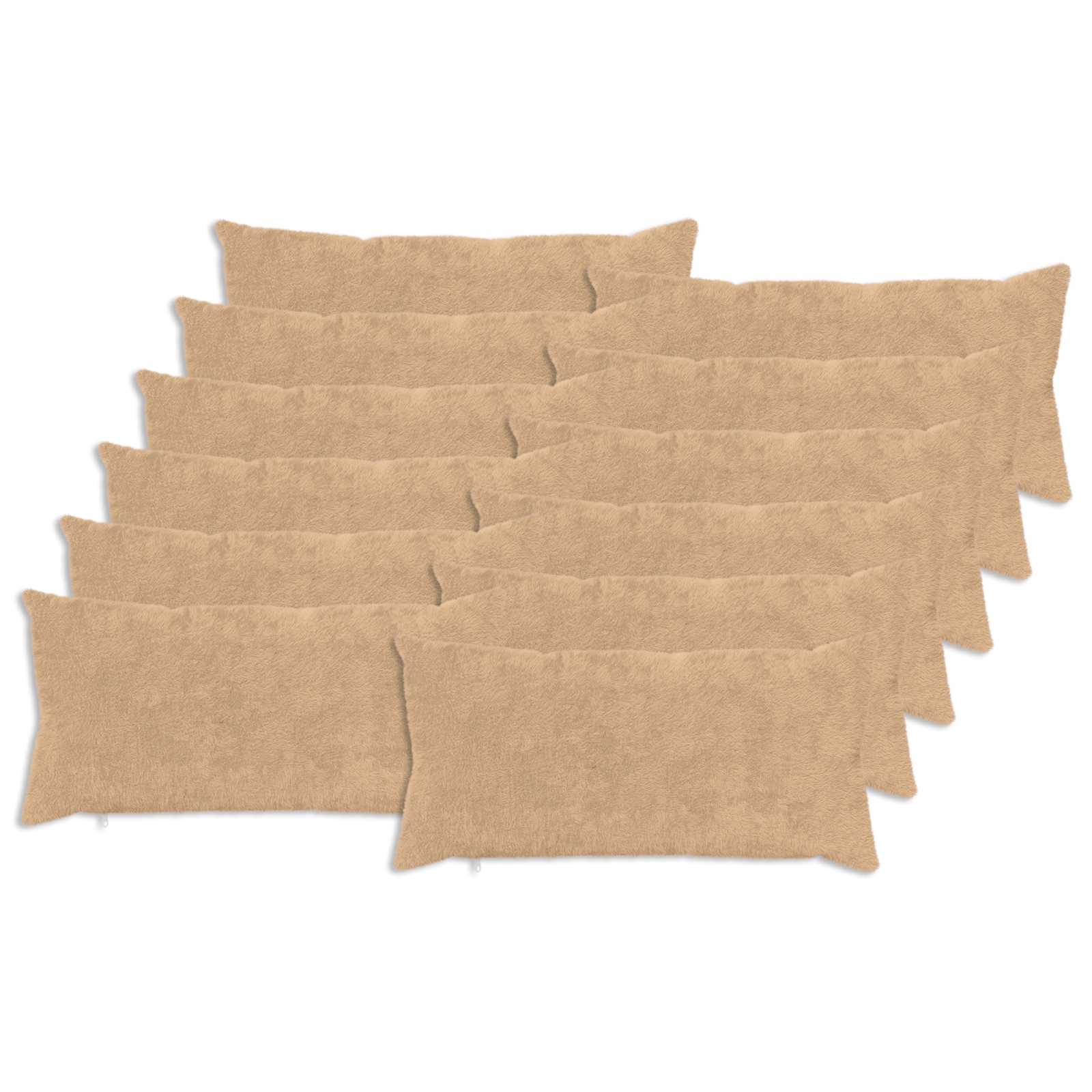 12x Poszewka Dekoracyjna na Poduszkę 40x80 cm ze Sztucznego Futra Kremowa