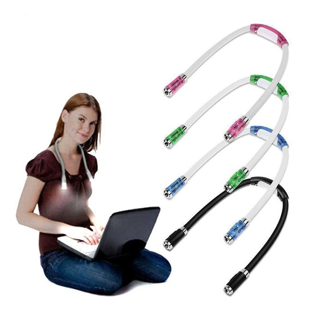 Lampka do czytania LED na szyję (4 sztuki), elastyczna, ładowana przez USB, 4 tryby pracy, obsługa bez użycia rąk.