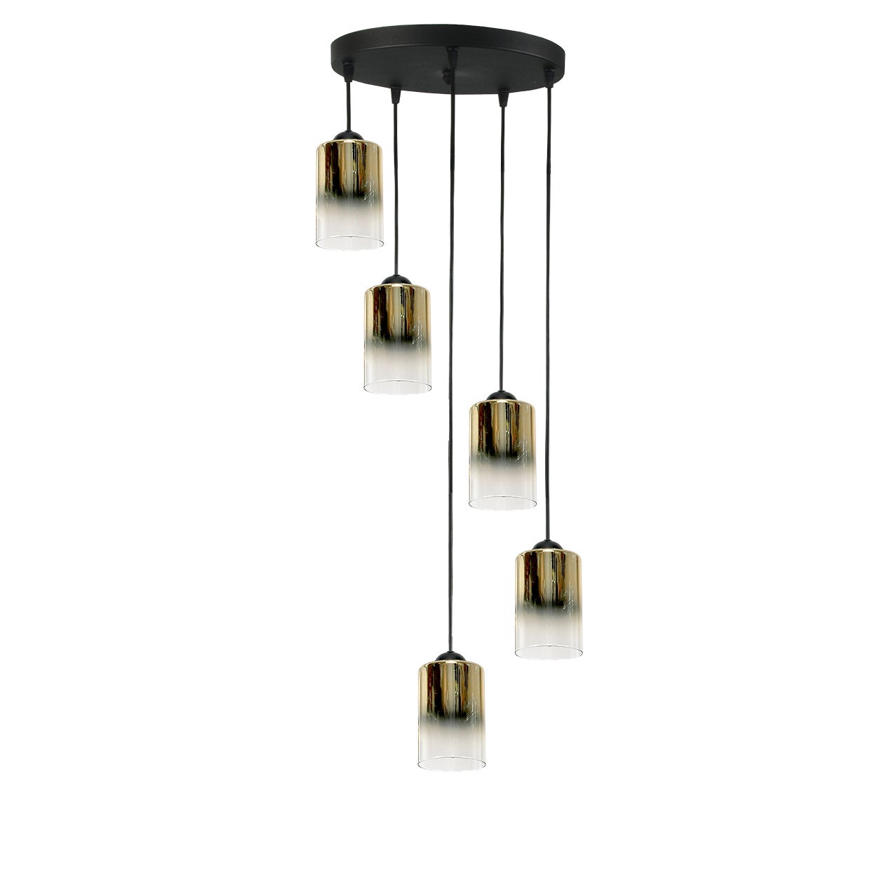 Lampa wisząca sufitowa czarno złota do salonu FIORD 5xE27 Edylit