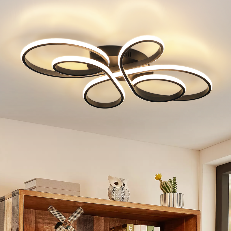 NETTLIFE Lampa sufitowa LED do sypialni i salonu: 30W, czarna, lampa do salonu, 40 cm, 3000K