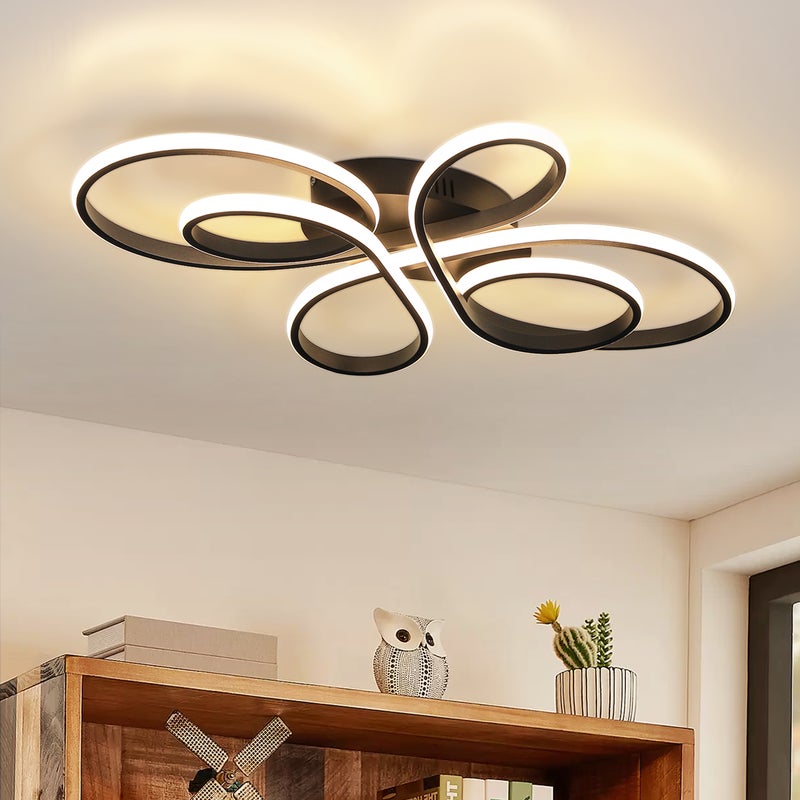 NETTLIFE Lampa sufitowa LED do sypialni i salonu: 30W, czarna, lampa do salonu, 40 cm, 3000K