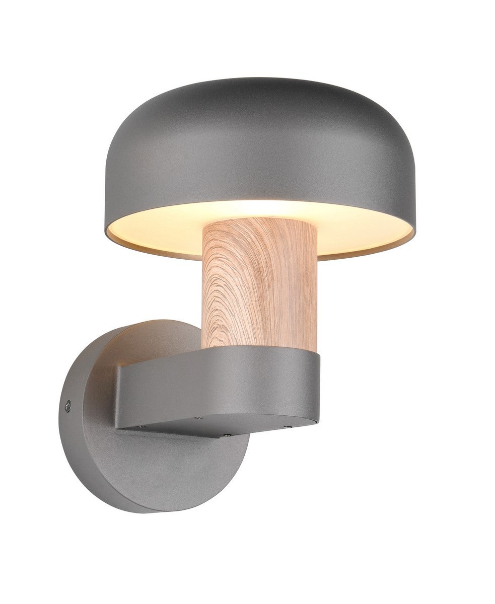Kinkiet zewnętrzny grzybek z drewnianym trzonkiem FRASER szaro-jasne drewno 1xE27x10W aluminium wym:24,5x19x25cm IP54 Trio