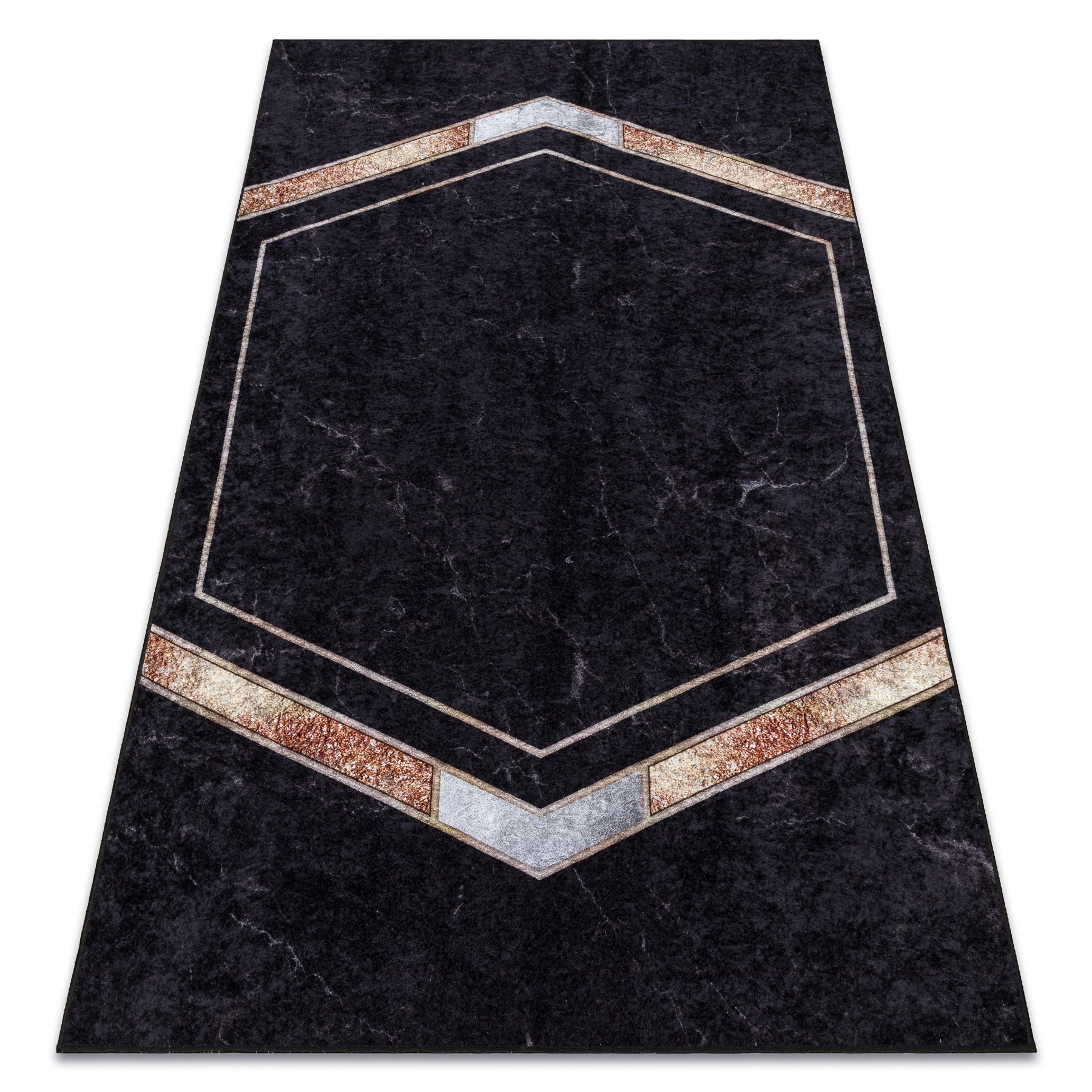 Dywan do prania MIRO 52025.802 Marmur, geometryczny antypoślizgowy - czarny 120x170 cm