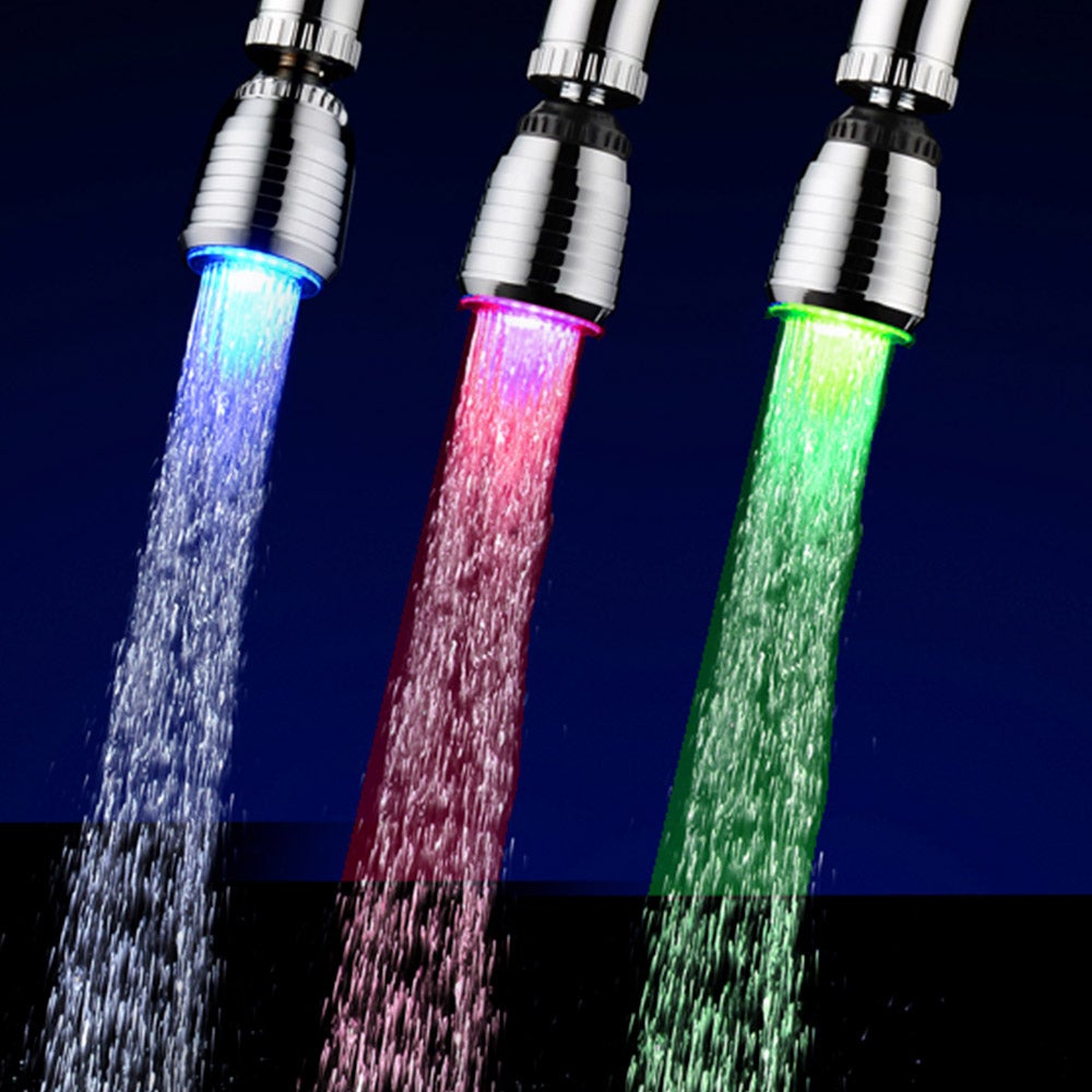 Bateria ścienna LED RGB, regulowany strumień wody, zmieniające się kolory, regulacja temperatury, do kuchni i łazienki