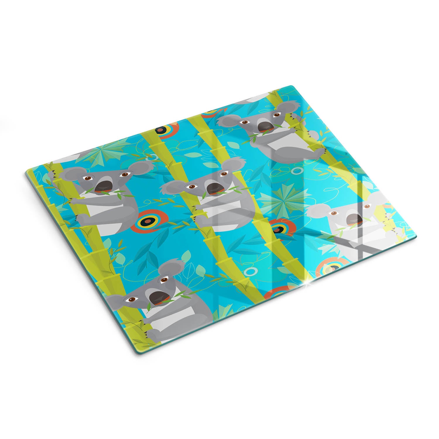 Szklana deska do krojenia z eleganckim motywem dekoracyjnym - Miś Koala - 30x40 - Tulup