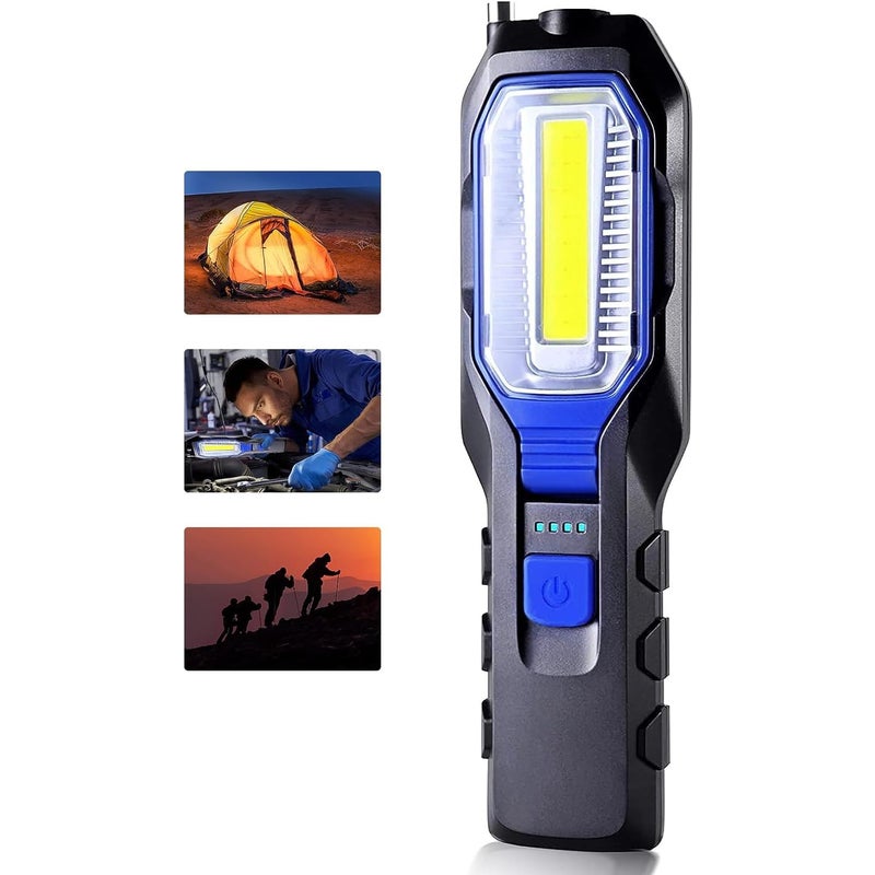 Akumulatorowa lampa inspekcyjna LED latarka COB latarka robocza z podstawą magnetyczną i hakiem do zawieszania w warsztatach samochodowych kempingu