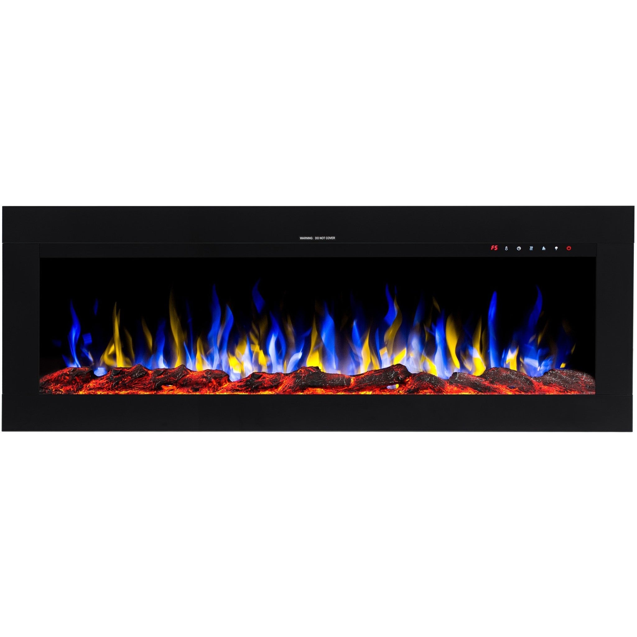 Kominek elektryczny AFLAMO Diamond 165 - ogień premium - do zabudowy - 165x45x17 cm - dekoracyjny kominek LED z grzaniem 750/1500 W