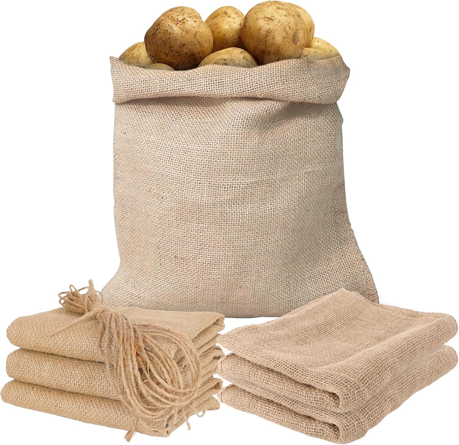 Zestaw 6 worków jutowych na rośliny - Duży worek jutowy - 60 x 100 cm - Ochrona roślin - Na zimę - Trwały - Ochrona przed