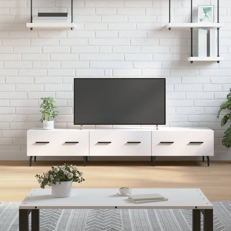 vidaXL Szafka telewizor, wysoki połysk, biała, 150x36x30 cm