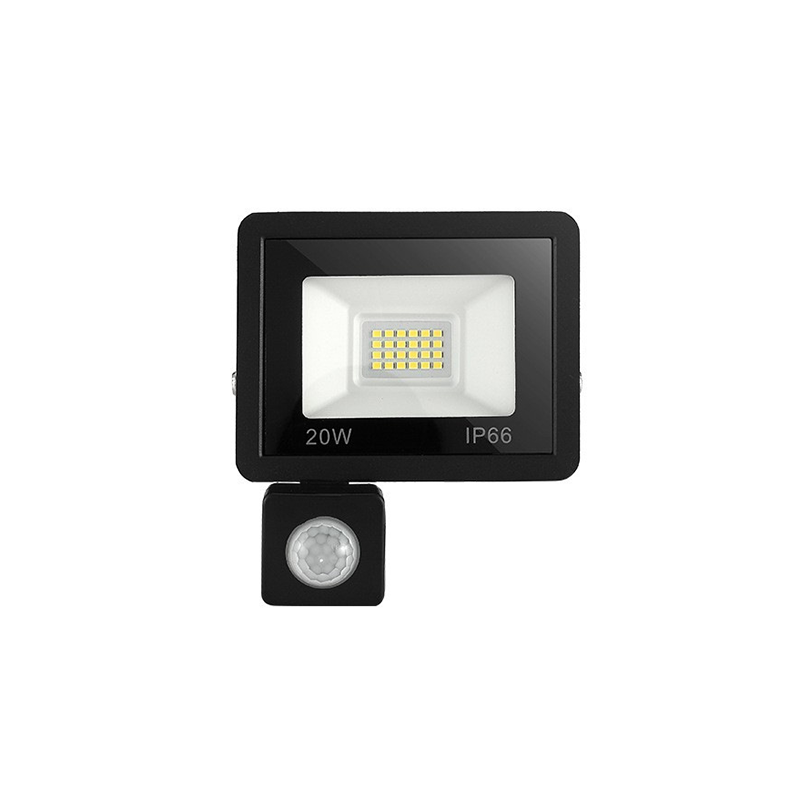 Projektor LED zewnętrzny 20 W z czujnikiem ruchu 6 500 K, IP66, oświetlenie bezpieczeństwa do ogrodu i tarasu, 180-240 V
