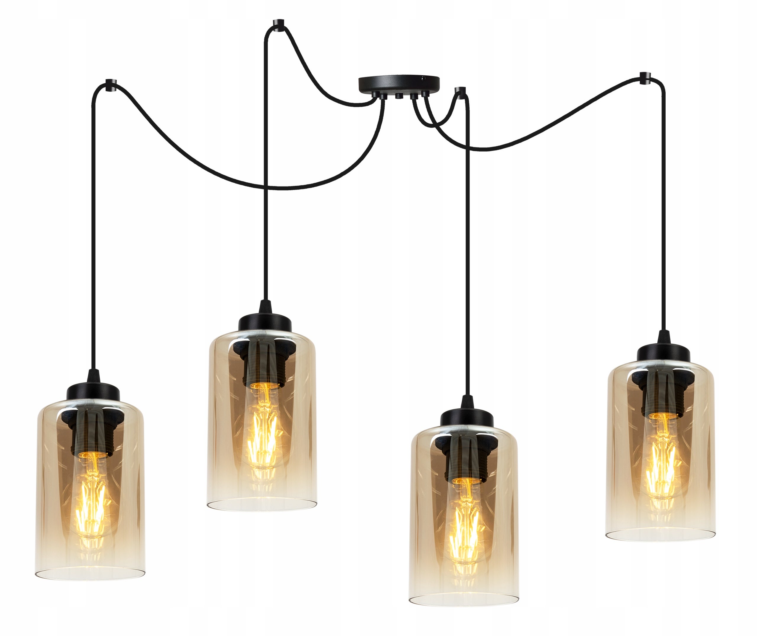Lampa sufitowa wisząca Light Home LH Hella 4x E27 abażur cylindryczny miedziany nowoczesna