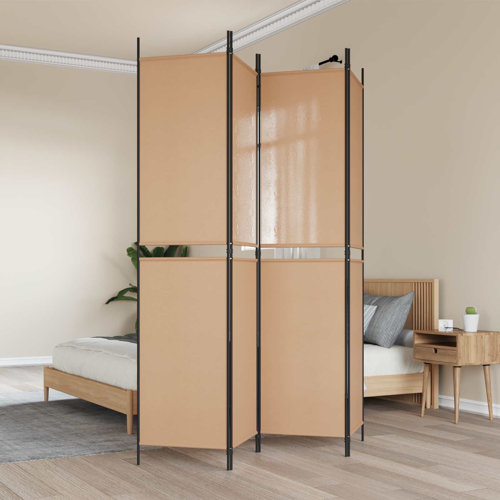 4-panelowy parawan Beżowy 200 x 220 cm tkanina vidaXL