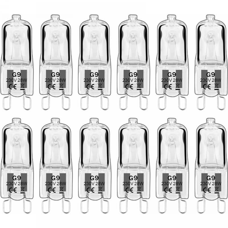 12 sztuk żarówek halogenowych G9, żarówki G9 230 V, 28 W, 392 lm, 2800 K, ciepła biel, ściemnialne żarówki kapsułkowe, bez migotania
