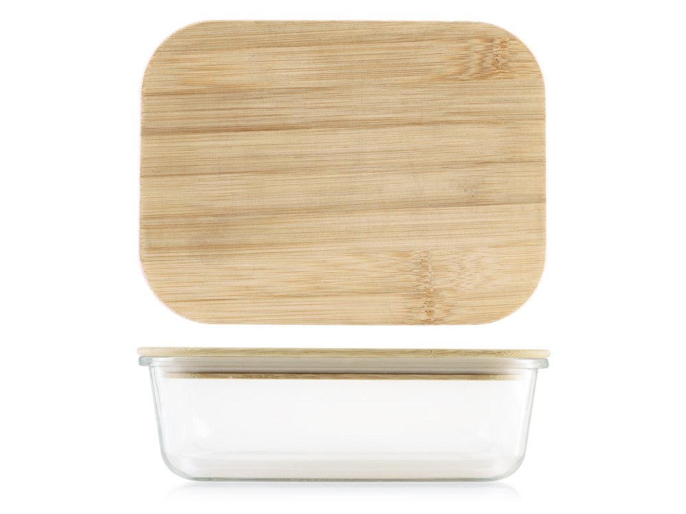 Recipiente de vidro H&H com tampa e junta de silicone, retangular, 20 x 15 cm, 1500 ml.