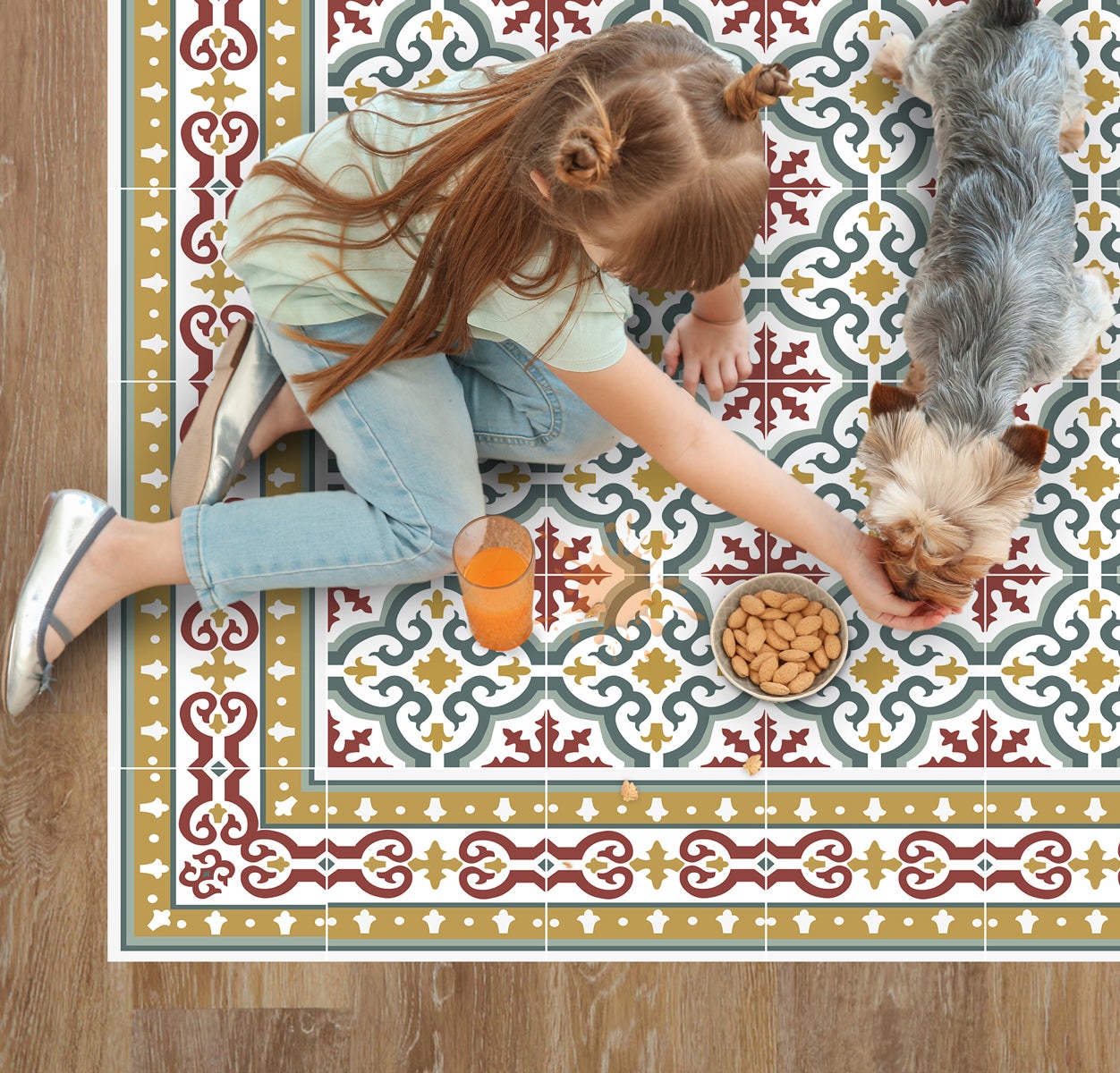 Dywan winylowy Brigitte 133x200 cm - antypoślizgowa wykładzina PVC do kuchni lub salonu, zmywalna, w stylu hydraulicznym