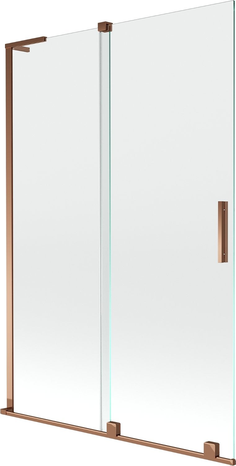 Mexen Velar L parawan nawannowy 2-skrzydłowy rozsuwany 120 x 150 cm, transparent, różowe złoto - 896-120-003-01-60